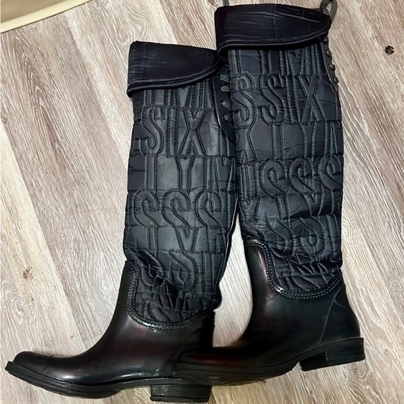 Miss sixty Knee high rain boots Size 8 1/2 Black - Picture 3 of 6